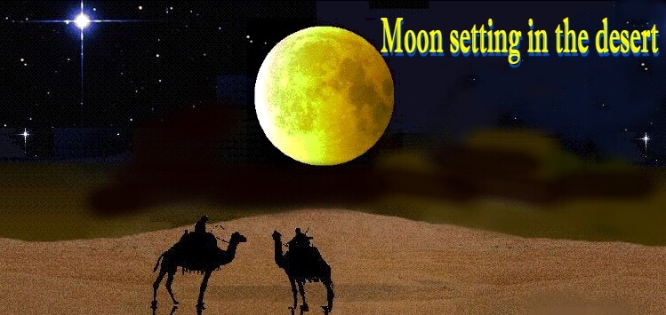 Moon setting in the desert